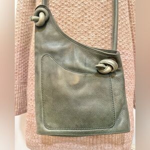 Rock Paper Scissors Distressed Green Leather crossbody bag